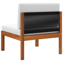 vidaXL kerti középső kanapé párnákkal akácfából és kötélből