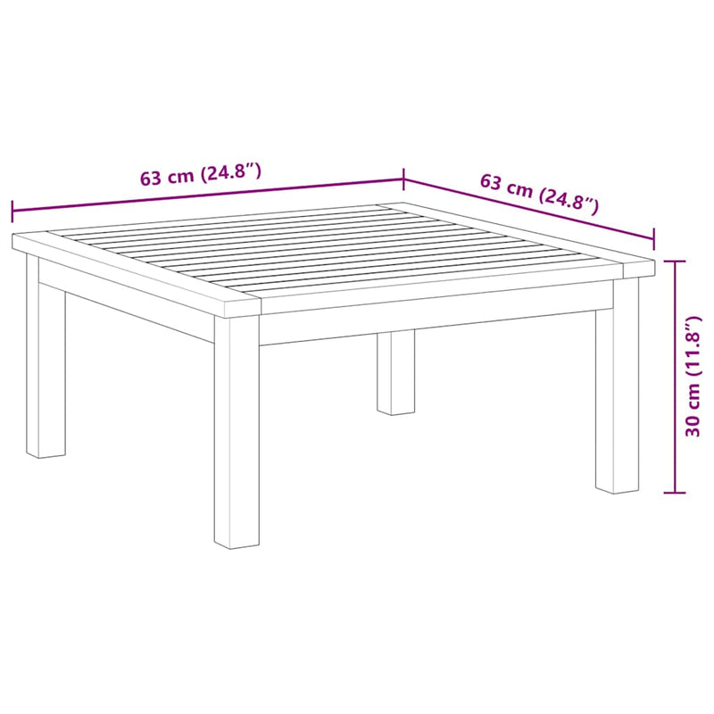 vidaXL tömör akácfa kerti társalgóasztal 63 x 63 x 30 cm