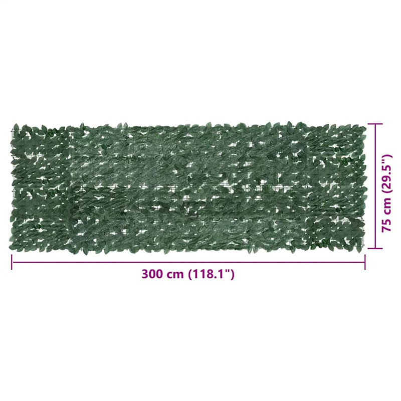vidaXL sötétzöld leveles erkélyparaván 300 x 100 cm