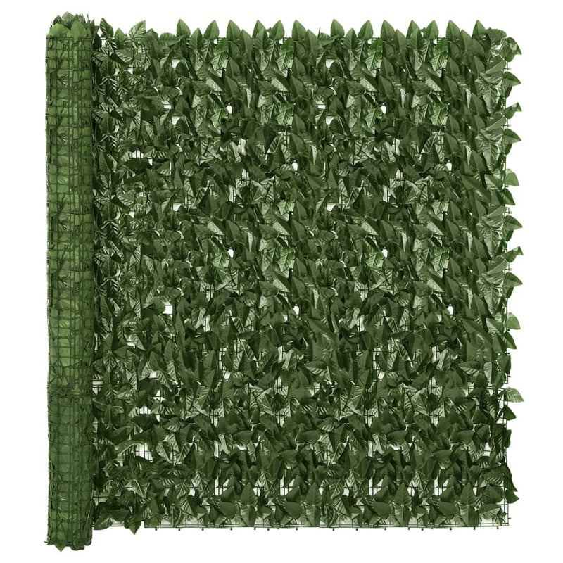 vidaXL sötétzöld leveles erkélyparaván 400 x 150 cm