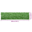 vidaXL zöld leveles erkélyparaván 300 x 75 cm