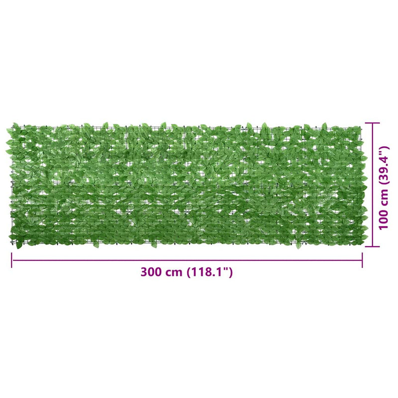 vidaXL zöld leveles erkélyparaván 300 x 100 cm