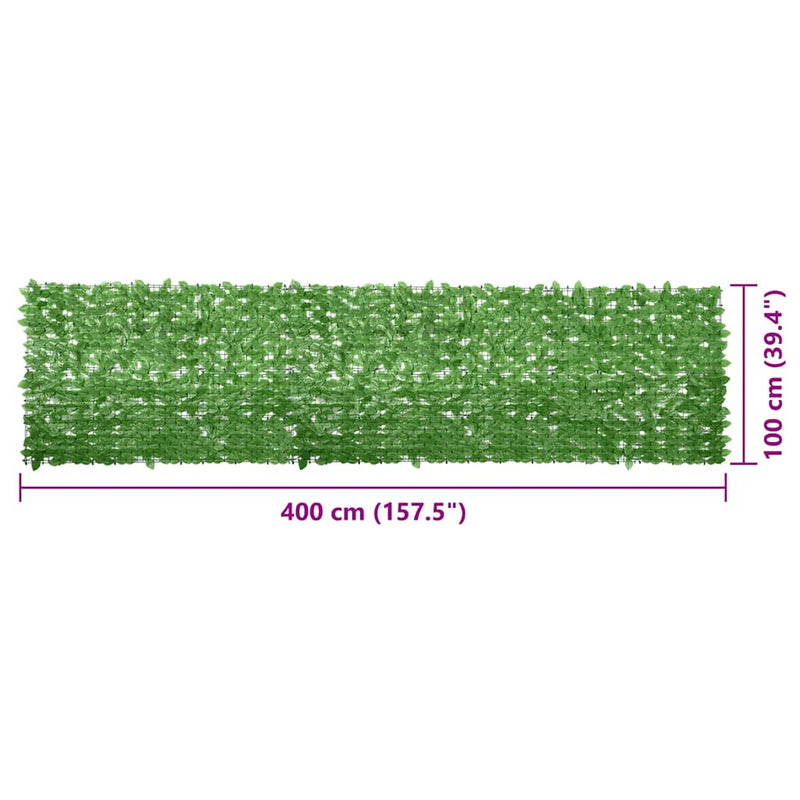 vidaXL zöld leveles erkélyparaván 400 x 100 cm