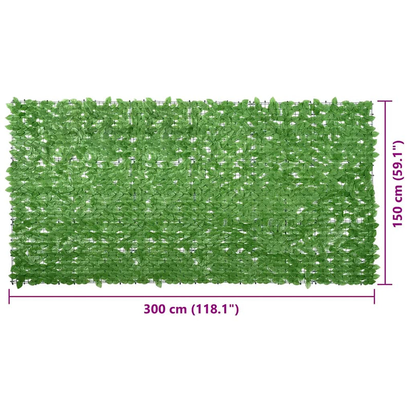 vidaXL zöld leveles erkélyparaván 300 x 150 cm