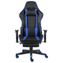 vidaXL kék PVC forgó gamer szék lábtartóval
