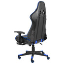 vidaXL kék PVC forgó gamer szék lábtartóval