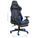 vidaXL kék PVC forgó gamer szék lábtartóval