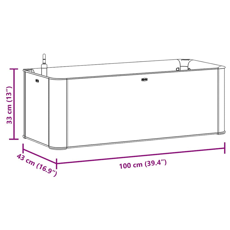vidaXL fehér kerti magaságyás önöntöző rendszerrel 100 x 43 x 33 cm