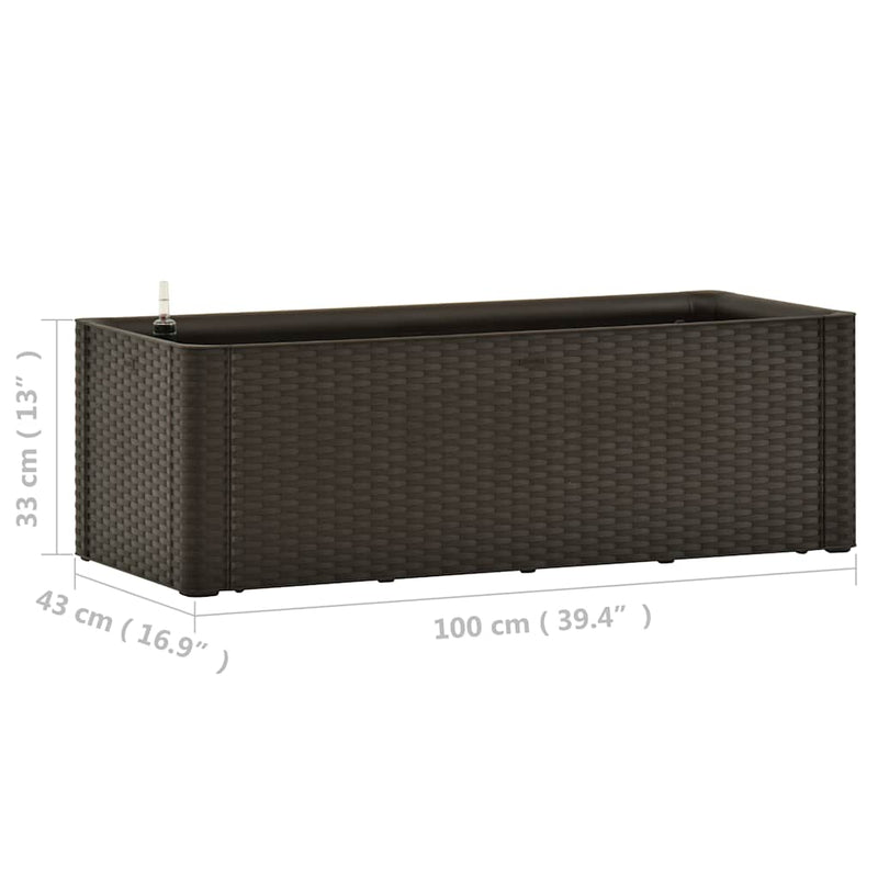 vidaXL mokkaszínű kerti magaságyás öntözőrendszerrel 100 x 43 x 33 cm