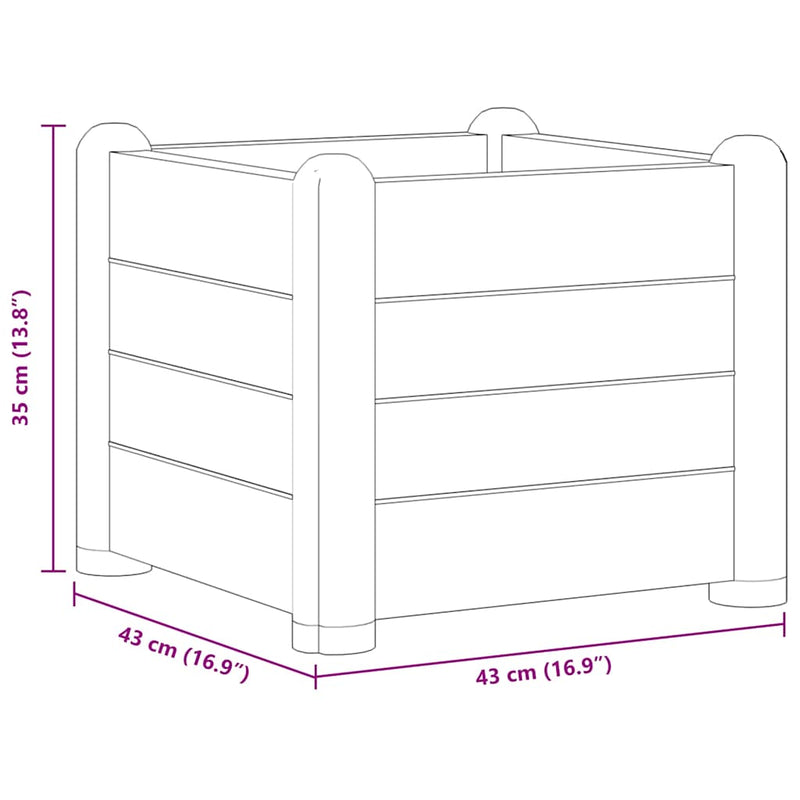 vidaXL kávébarna kerti PP magaságyás 43 x 43 x 35 cm