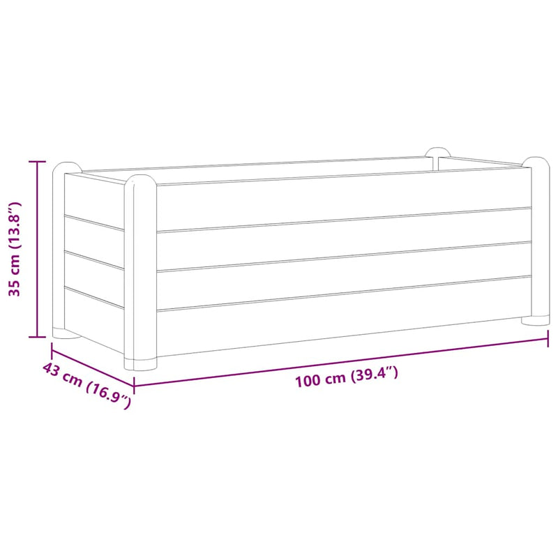 vidaXL fehér kerti PP magaságyás 100 x 43 x 35 cm