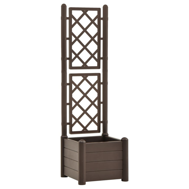 vidaXL mokkaszínű polipropilén rácsos kerti ültető 43 x 43 x 142 cm