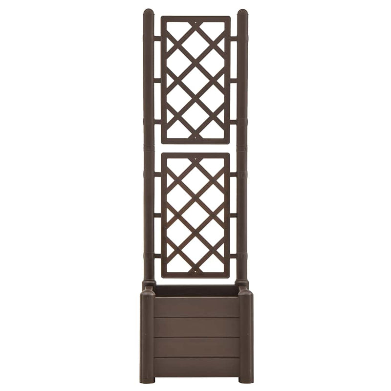 vidaXL mokkaszínű polipropilén rácsos kerti ültető 43 x 43 x 142 cm