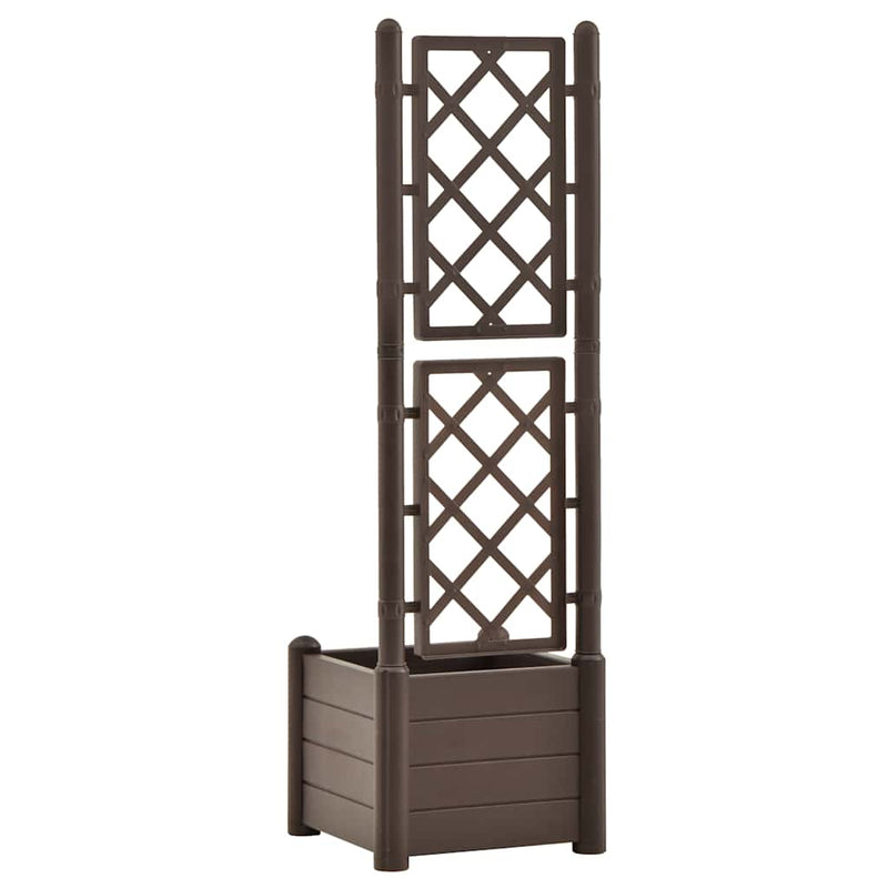 vidaXL mokkaszínű polipropilén rácsos kerti ültető 43 x 43 x 142 cm