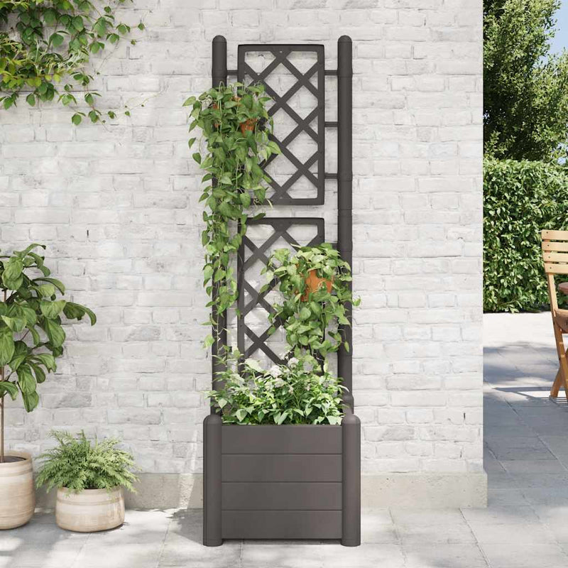 vidaXL antracitszürke polipropilén rácsos kerti ültető 43x43x142 cm