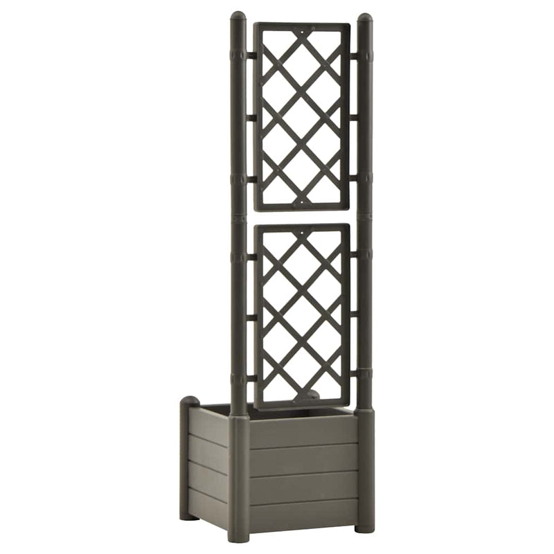 vidaXL antracitszürke polipropilén rácsos kerti ültető 43x43x142 cm
