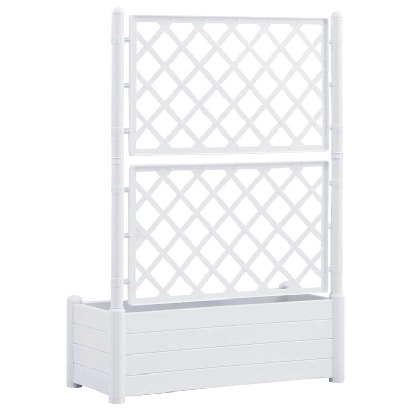 vidaXL fehér polipropilén rácsos kerti ültető 100 x 43 x 142 cm