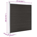vidaXL fekete WPC kerítéspanel 175 x 186 cm