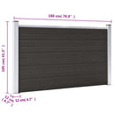 vidaXL fekete WPC kerítéspanel 180 x 105 cm