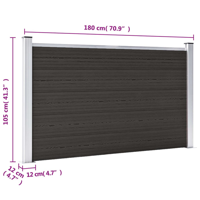 vidaXL fekete WPC kerítéspanel 180 x 105 cm