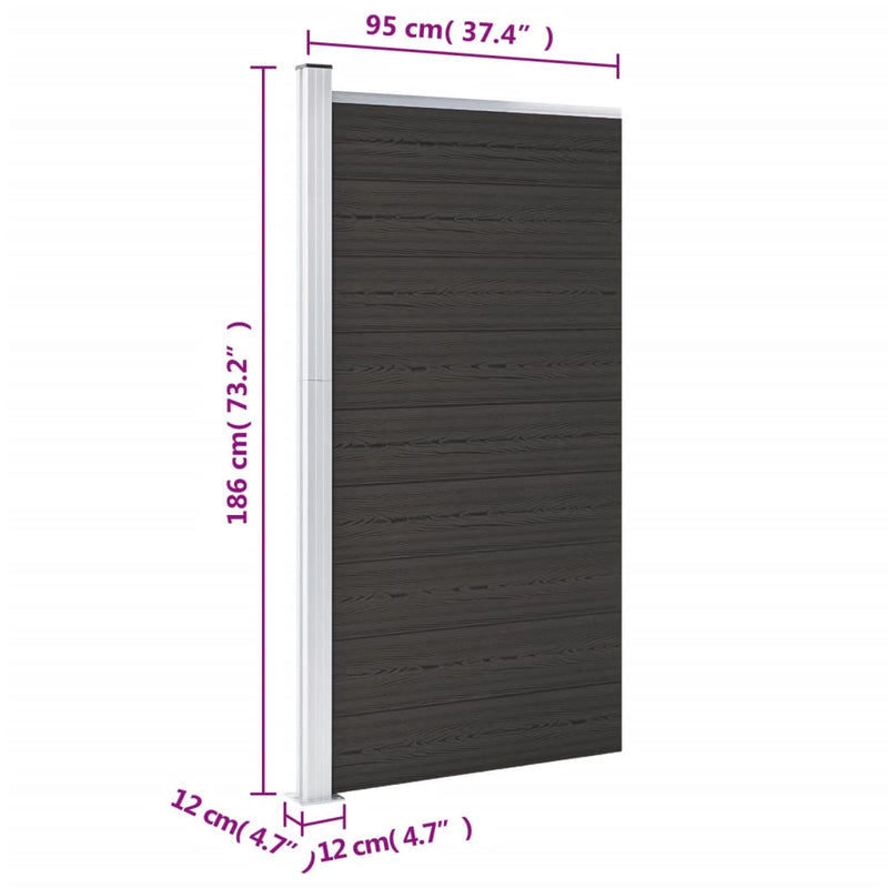 vidaXL fekete WPC kerítéspanel 95 x 186 cm