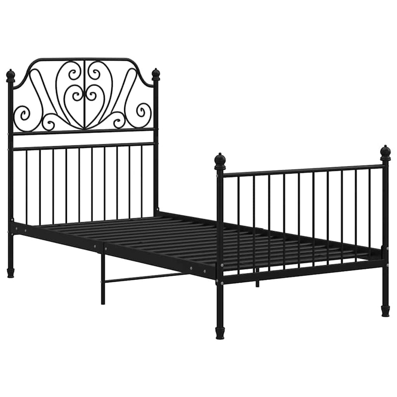 vidaXL fekete fém ágykeret 90 x 200 cm