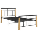vidaXL fém és tömör tölgyfa ágykeret 90 x 200 cm