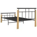 vidaXL fém és tömör tölgyfa ágykeret 90 x 200 cm
