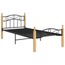 vidaXL fekete fém és tömör tölgyfa ágykeret 90 x 200 cm
