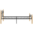 vidaXL fekete fém és tömör tölgyfa ágykeret 90 x 200 cm