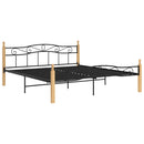 vidaXL fekete fém és tömör tölgyfa ágykeret 200 x 200 cm