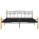 vidaXL fekete fém és tömör tölgyfa ágykeret 200 x 200 cm