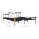vidaXL fekete fém és tömör tölgyfa ágykeret 200 x 200 cm