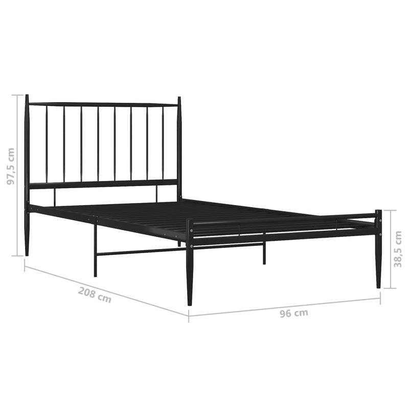 vidaXL fekete fém ágykeret 90 x 200 cm