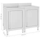 vidaXL rozsdamentes acél kereskedelmi konyhai mosogató 120 x 60 x 96 cm