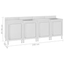 vidaXL rozsdamentes acél kereskedelmi konyhai mosogató 240 x 60 x 96 cm