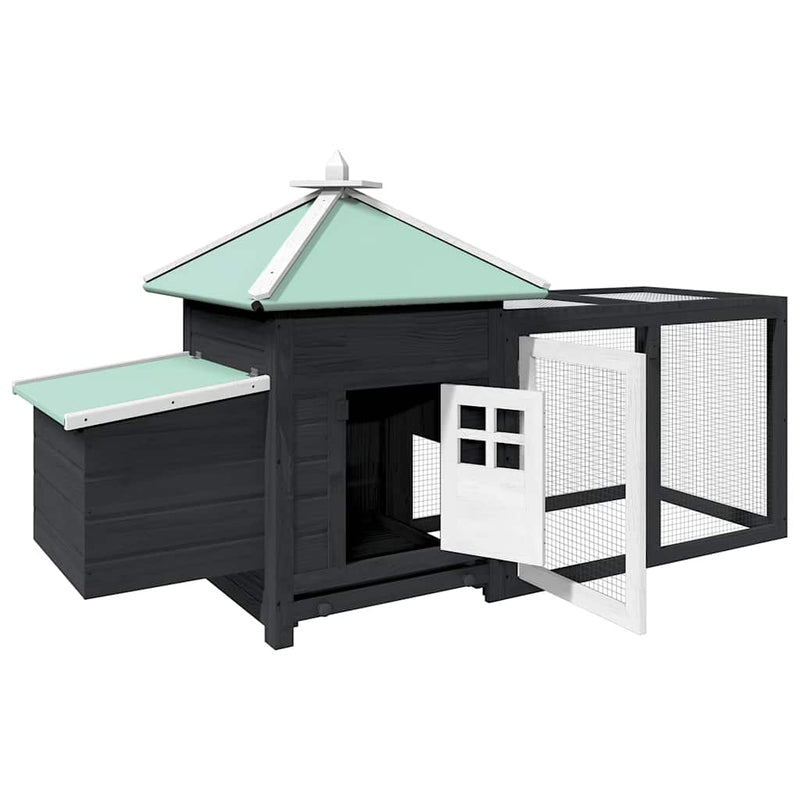 vidaXL szürke tömör fenyőfa tyúkól tojóládával 190 x 72 x 102 cm