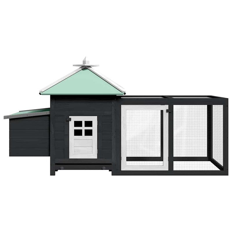 vidaXL szürke tömör fenyőfa tyúkól tojóládával 190 x 72 x 102 cm