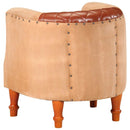 vidaXL barna valódi bőr és tömör mangófa kagylófotel