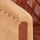 vidaXL barna valódi bőr és tömör mangófa kagylófotel