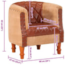 vidaXL barna valódi bőr és tömör mangófa kagylófotel