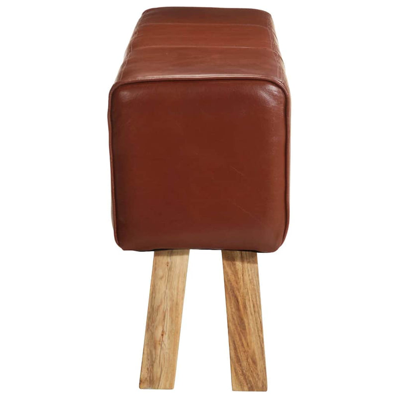 vidaXL barna valódi bőr és tömör akácfa tornapad 160 cm