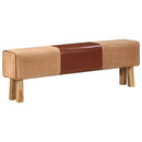 vidaXL barna valódi bőr és tömör akácfa tornapad 160 cm