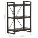 vidaXL 3 szintes fekete tömör mangófa könyvespolc 60 x 30 x 80 cm