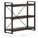 vidaXL 3 szintes fekete tömör mangófa könyvespolc 90 x 30 x 80 cm