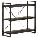 vidaXL 3 szintes fekete tömör mangófa könyvespolc 90 x 30 x 80 cm