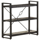 vidaXL 3 szintes fekete tömör mangófa könyvespolc 90 x 30 x 80 cm