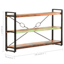 vidaXL 3 szintes tömör újrahasznosított fa könyvespolc 140x30x80 cm