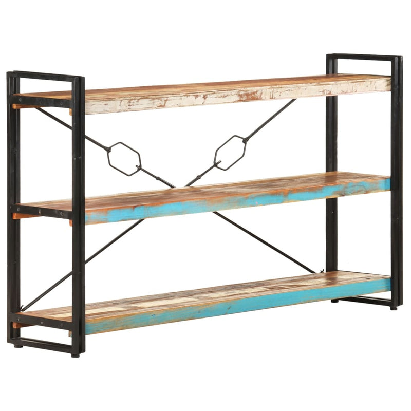 vidaXL 3 szintes tömör újrahasznosított fa könyvespolc 140x30x80 cm