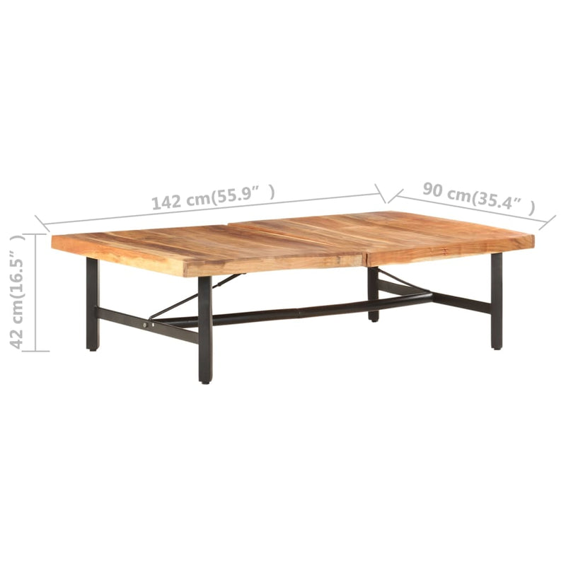 vidaXL tömör akácfa dohányzóasztal 142 x 90 x 42 cm